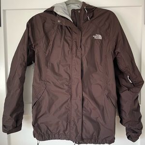 North Face Jacket. Rain jacket with fleece insert. Size: Medium, Color: Brown
